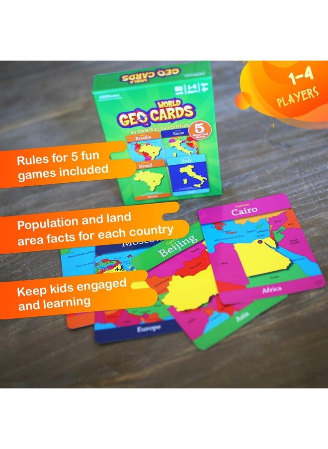 Geotoys - Geocards, World Flash Cards Geography Game, Kid Card Games For Home, School, Countries And Capitals Flash Cards, Kids Game Ages 4 And Up - Image 1