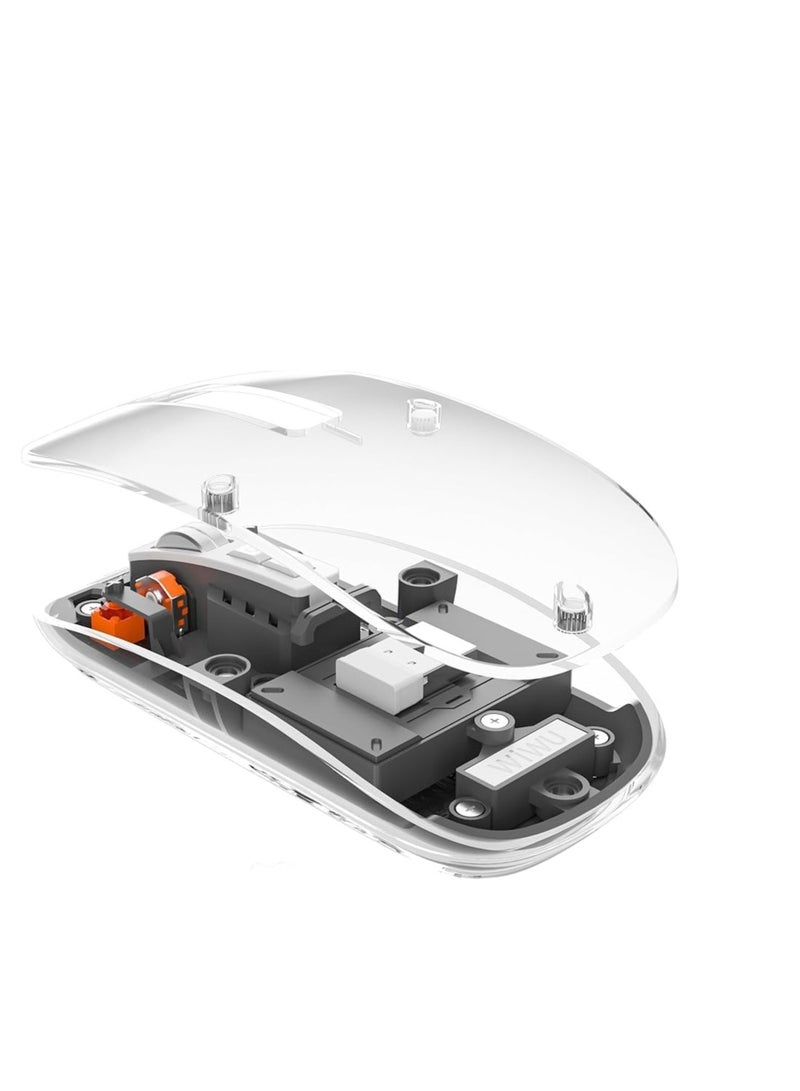 Terabyte Crystal Transparent Magnetic Wireless Mouse Wireless Bluetooth Mouse, Tri-Mode (BT1+BT2+2.4G) USB C Rechargeable Computer Mouse, Full Transparent Portable Silent Mouse with USB Receiver for Laptop (Gr - Image 3