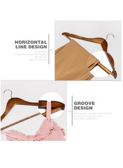 ALMUFARREJ Wooden Clothes Hanger Set of 30 Piece with Handles Brown  - Image 2