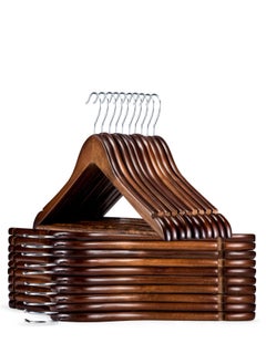 ALMUFARREJ Wooden Clothes Hanger Set of 30 Piece with Handles Brown  - Image 1