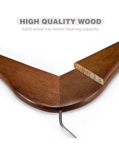 ALMUFARREJ Wooden Clothes Hanger Set of 30 Piece with Handles Brown  - Image 3