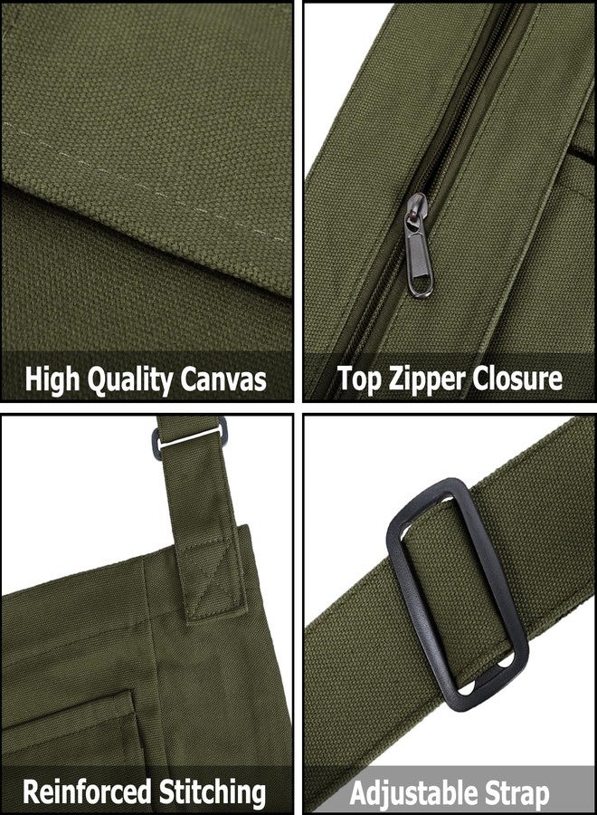 Youjaree Canvas Tote Bag Hobo Crossbody Handbag Big Capacity Messenger Bag with Multiple Pockets Casual Shoulder Bag for Women Men (Army Green) - Image 4