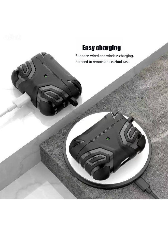 DKNG TPU sturdy protective case for AirPods Pro 3, soft shockproof earphone cover, supports wireless charging, with carabiner. Black - Image 2