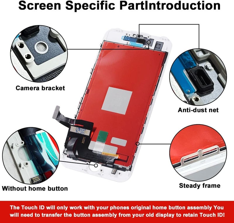 EFAITHFIX Store for iPhone 7 LCD Screen Replacement White 4.7 Inch Frame Assembly Display 3D Touch Screen Digitizer with Repair Tools Kit Tempered Glass Screen Protector for A1660, A1778, A1779 (White) - Image 2