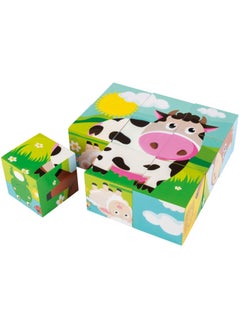 Beram Kids Wooden 3D Cube Puzzle, for 2+ 9-Piece Small Brain Teaser Toy for Toddlers & Preschoolers, Montessori, Inspired Educational Puzzle for Fine Motor Skills, Color Recognition & Spatial Thinking, Durable, Safe, Natural Wood Block Puzzle Game. 