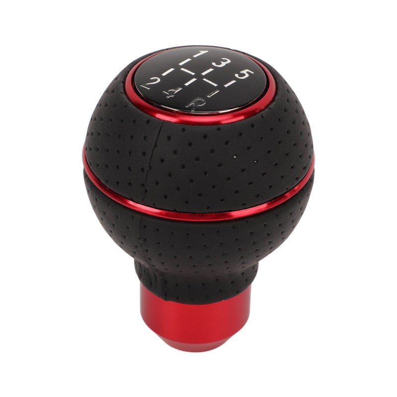Red Car Shift Knob Artificial Leather Aluminum Alloy Gear Shifter - Clear Number Design Ideal Replacement - Excellent Soft Touch Gear Stick Head for Safe Driving - Image 2