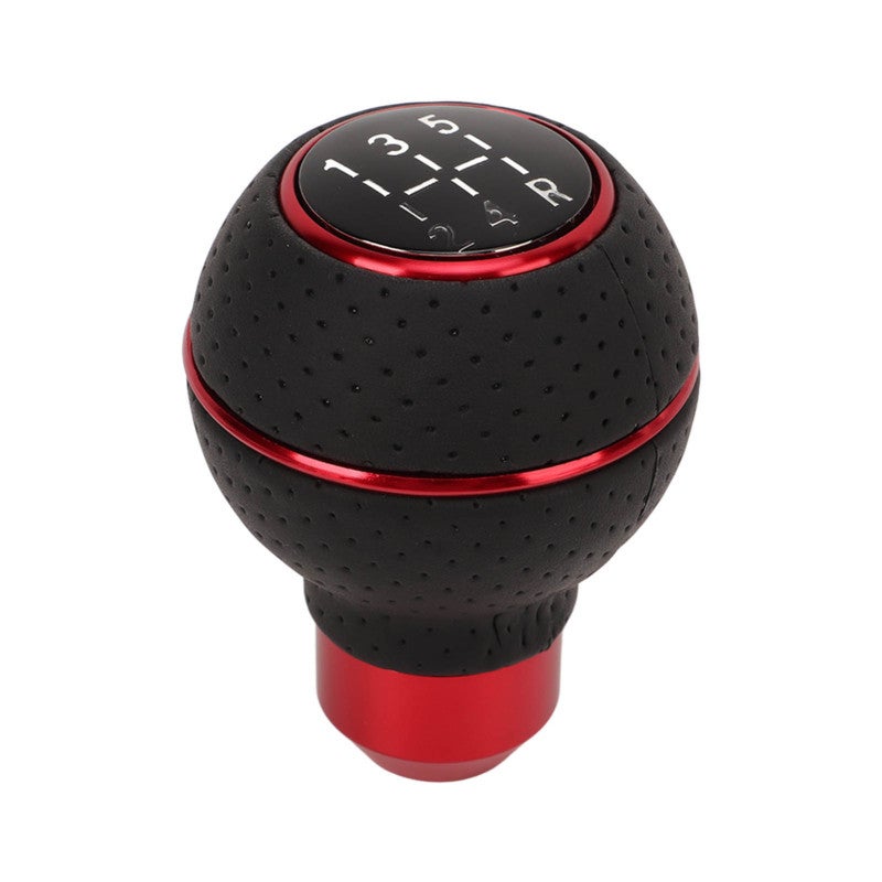 Red Car Shift Knob Artificial Leather Aluminum Alloy Gear Shifter - Clear Number Design Ideal Replacement - Excellent Soft Touch Gear Stick Head for Safe Driving - Image 3