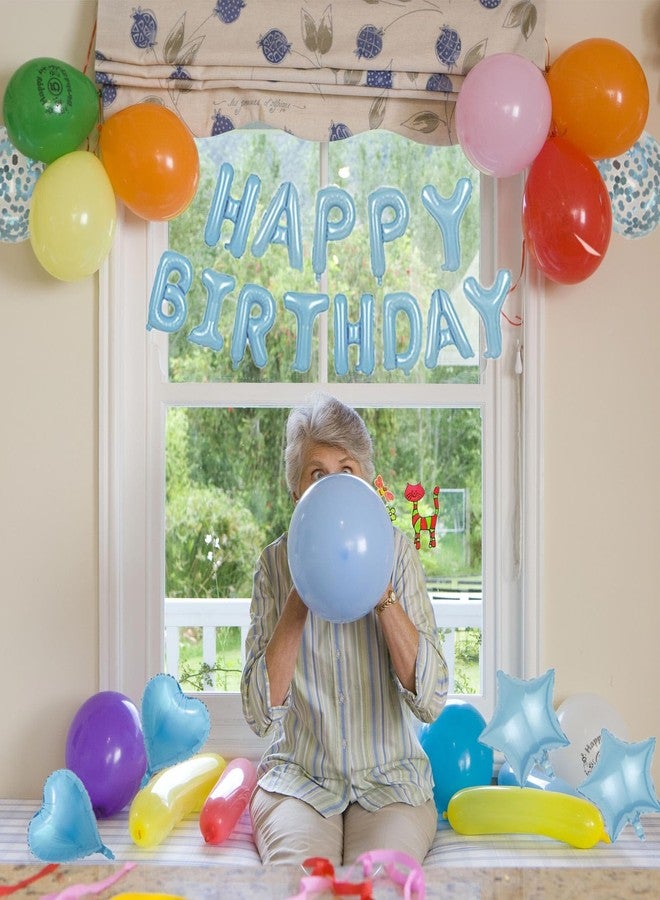 WEIKA 27 Pcs Light Blue Birthday Decorations, 3D Letters Light Blue Happy Birthday Balloon Banner, Pentagram Heart Foil Balloons Confetti Balloons Kit For Boys Girls Birthday Party Supplies - Image 4