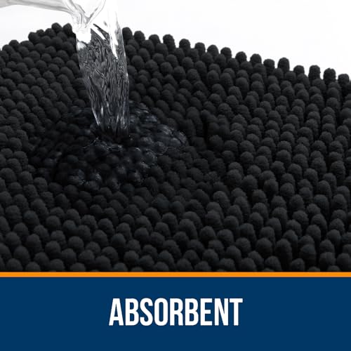 OLANLY Bathroom Rugs 36x24, Extra Soft Absorbent Chenille Bath Rugs, Rubber Backing Quick Dry, Machine Washable Bath Mats for Bathroom Floor, Tub and Shower, Home Decor Accessories, Black - Image 4