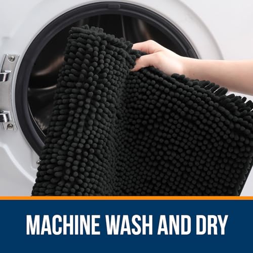 OLANLY Bathroom Rugs 36x24, Extra Soft Absorbent Chenille Bath Rugs, Rubber Backing Quick Dry, Machine Washable Bath Mats for Bathroom Floor, Tub and Shower, Home Decor Accessories, Black - Image 5