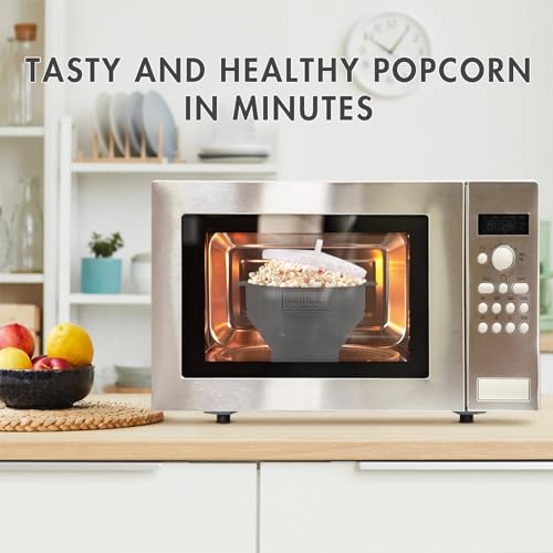 KORCCI The Original Korcci Microwaveable Silicone Popcorn Popper, Microwave Popcorn Popper, Collapsible Microwave Popcorn Maker Bowl, No Oil Needed, Use In Microwave, Dishwasher Safe (Grey) - Image 3