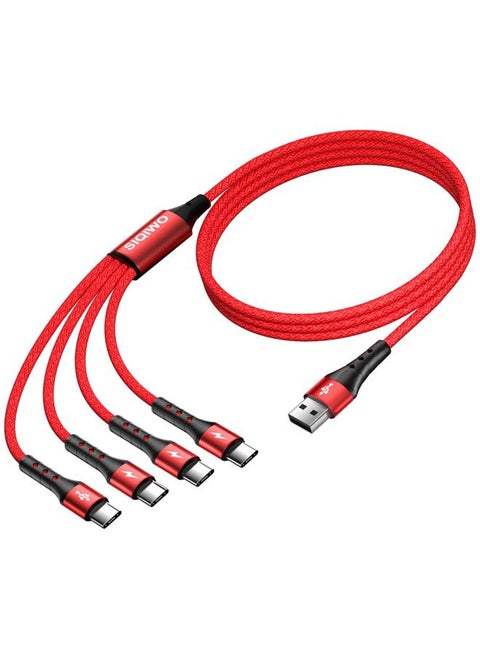 Multi USB C Cable Fast Charging, [4FT/2 Pack] QC 3.0(3A) USB C Splitter Cable, 4 in 1 Charger Cord with 4 Type C Port, for iPhone 16/15 Series, iPad Air/Pro, Samsung Galaxy S24 S23, Pixel, PS5