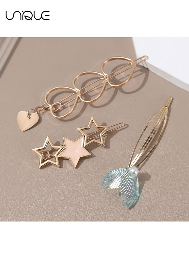 Unique Hair Clips Set, 7 Pcs Pearls Handmade Barrettes, Hollow Geometric Hairpin, Elegant Gold Metal Hairpin Accessories Headwear Styling Tools, Gifts for Women Girls - Image 2