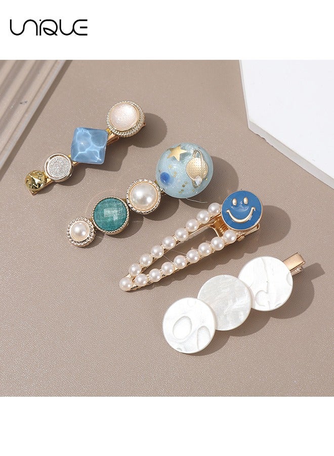 Unique Hair Clips Set, 7 Pcs Pearls Handmade Barrettes, Hollow Geometric Hairpin, Elegant Gold Metal Hairpin Accessories Headwear Styling Tools, Gifts for Women Girls - Image 3