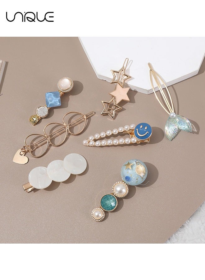 Unique Hair Clips Set, 7 Pcs Pearls Handmade Barrettes, Hollow Geometric Hairpin, Elegant Gold Metal Hairpin Accessories Headwear Styling Tools, Gifts for Women Girls - Image 4