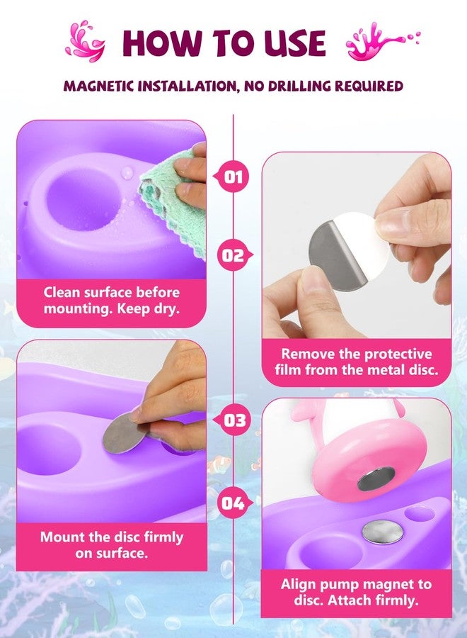 TEYOUAI Dolphin Water Table Pump with Magnetic Base No Drill 3H Runtime Continuous Flow Rechargeable for Step 2 for Kids Outdoor Water Play Toys Stable Water Fun Accessories Pink - Image 2