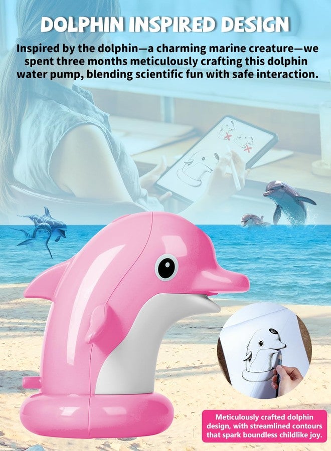 TEYOUAI Dolphin Water Table Pump with Magnetic Base No Drill 3H Runtime Continuous Flow Rechargeable for Step 2 for Kids Outdoor Water Play Toys Stable Water Fun Accessories Pink - Image 4