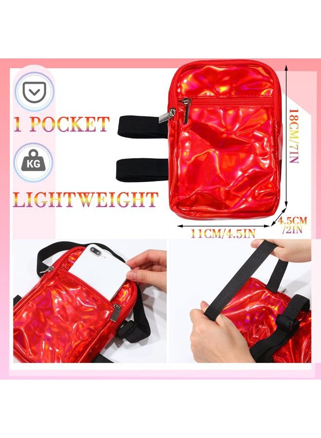 Bulyoou Carnival Leg Bag Holographic Thigh Bag with Adjustable Strap Leg Pouch Harness Women Summer Travel Hiking Pack, Red, 7.4 x 4.4 x 1.8 inches, Leg Bag - Image 4