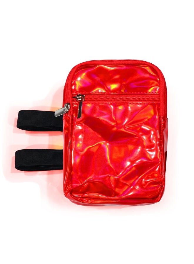 Bulyoou Carnival Leg Bag Holographic Thigh Bag with Adjustable Strap Leg Pouch Harness Women Summer Travel Hiking Pack, Red, 7.4 x 4.4 x 1.8 inches, Leg Bag - Image 1