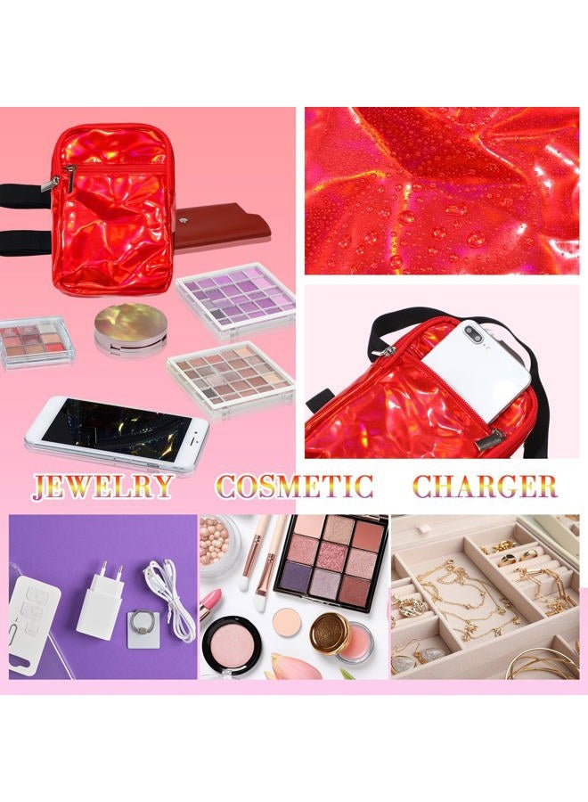 Bulyoou Carnival Leg Bag Holographic Thigh Bag with Adjustable Strap Leg Pouch Harness Women Summer Travel Hiking Pack, Red, 7.4 x 4.4 x 1.8 inches, Leg Bag - Image 5