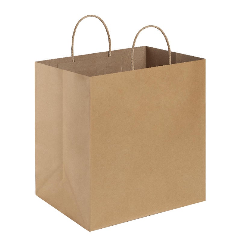 BagDream 12x7x12 Paper Bags 50Pcs Brown Paper Bags with Handles, Kraft Shopping Merchandise Retail Bags, Takeout/To Go Bags for Food Delivery, Wider-gusset Recycled Paper Gift Bags - Image 1