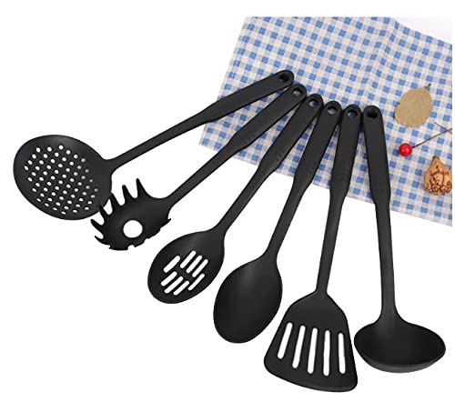 tgopit 6 PCS Kitchen Utensils Set NonStick Dishwasher Safe Cooking Tools Spoon Slotted Spoon Spatula Skimmer Ladle Pasta ServerBlack - Image 5