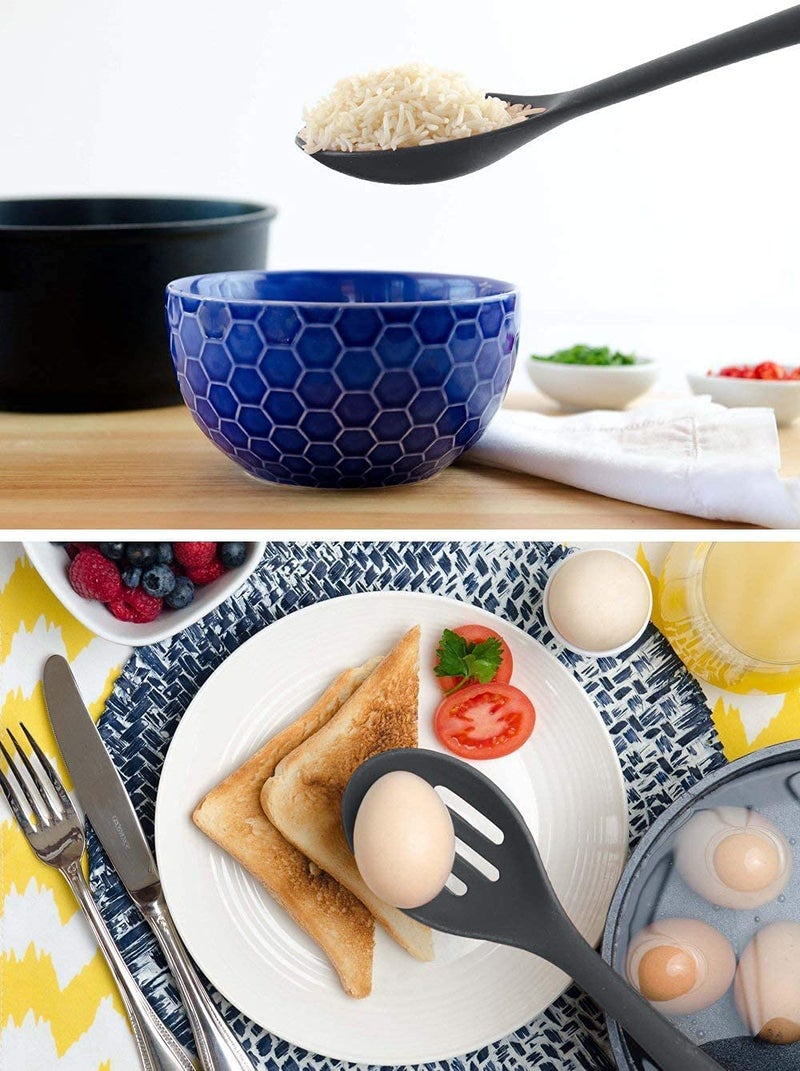 tgopit 6 PCS Kitchen Utensils Set NonStick Dishwasher Safe Cooking Tools Spoon Slotted Spoon Spatula Skimmer Ladle Pasta ServerBlack - Image 4