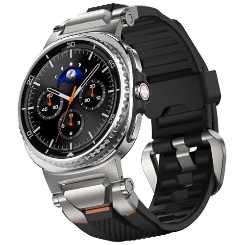 ULTIMAL Rugged TPU Sport Band ONLY for Samsung Galaxy Watch 8 Classic Galaxy Watch 8 404446mm Replacement Strap with Secure Connector Waterproof SweatResistant Fit 6289BlackSilver - Image 1