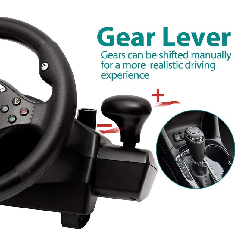 DOYO Gaming Racing Wheel, 270 Degree with Pedals Paddle and Gear Shifter, Vibration Feedback Compatible with PC/PS4/PS3/XBOX ONE/XBOX 360/Nintendo Switch/Android - Image 4