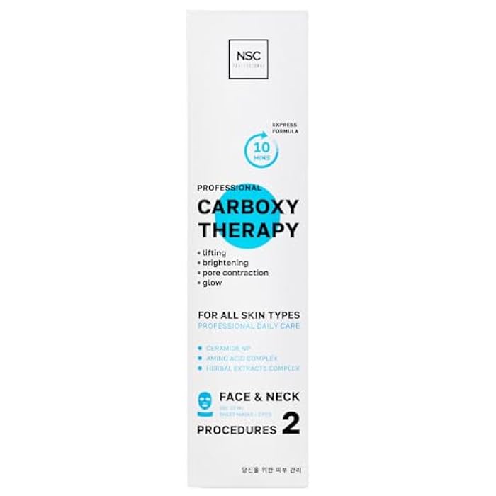NSC Name Skin Care Korean Carboxy CO2 Therapy Face & Neck Mask Set of 2 - Hydrating Oxygen Carboxytherapy Skincare Sheet Masks - Moisturizing Anti Aging Pore Tightening Brightening Facial Treatment Gel - Image 1