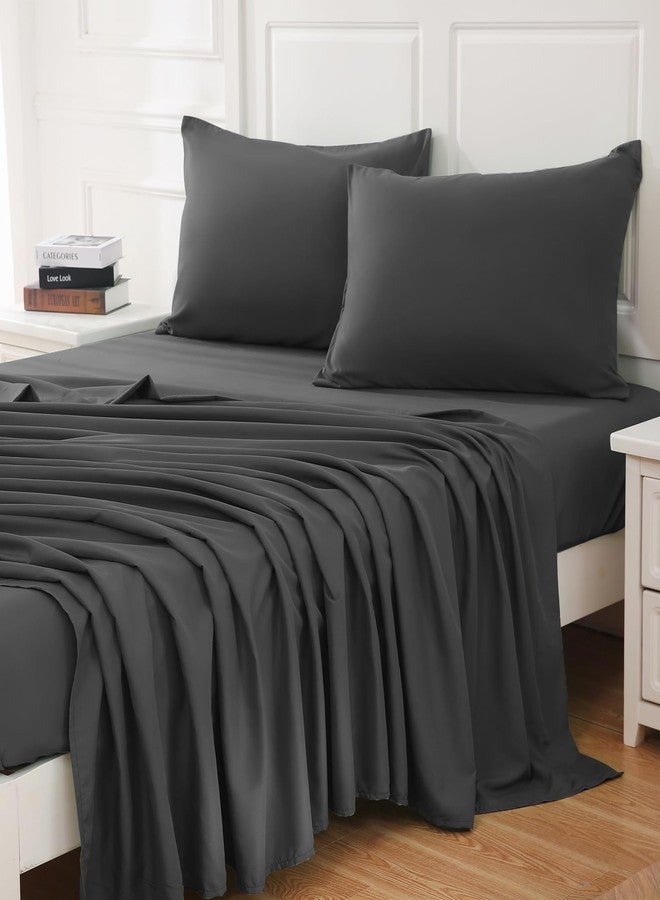 Bedlifes Queen Size Sheet Set, Soft Smooth Cooling Brushed Microfiber Bed Sheets, Hotel Luxury Egyptian Sheets with 16 Inch Deep Pocket, Wrinkle Free, 4 Pieces (Queen, Grey) - Image 1