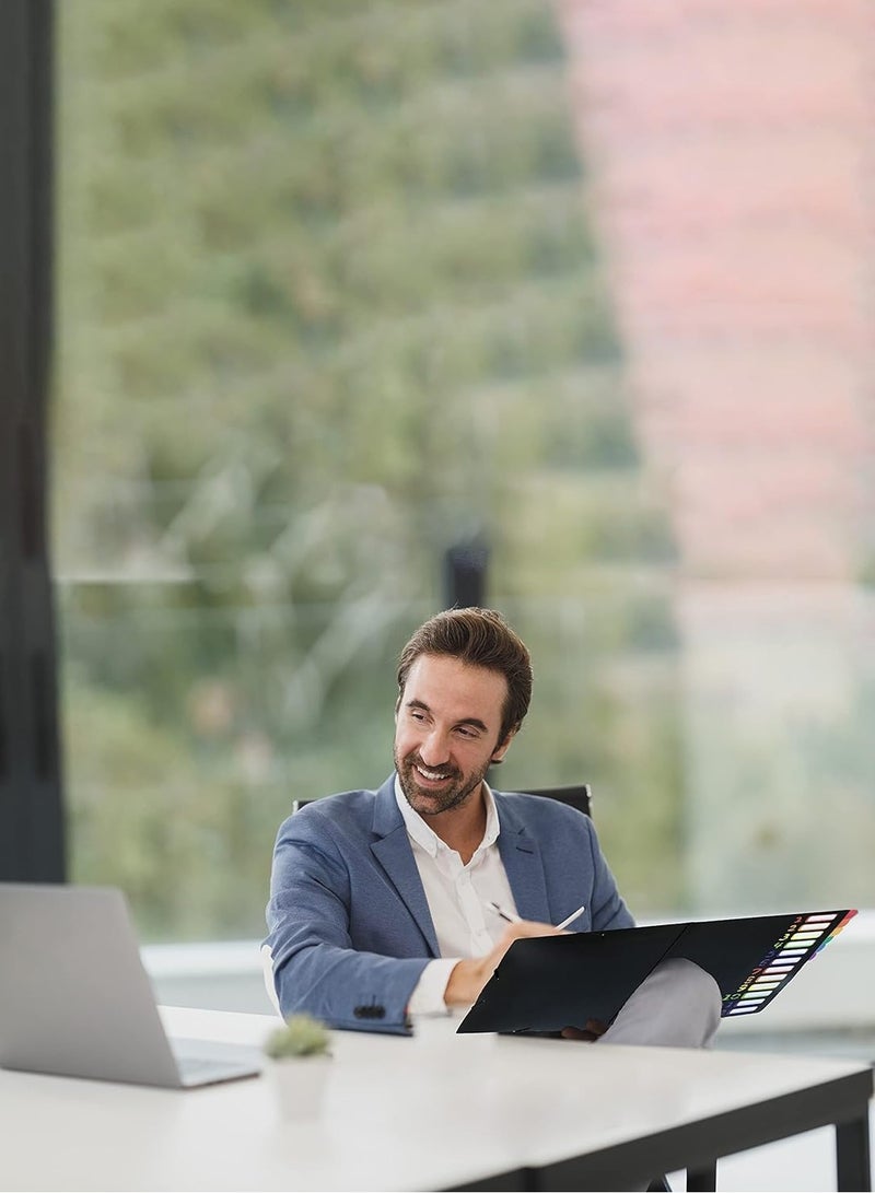 DUNISO مجلدات ملونة، منظم ملفات أكورديون بغطاء أسود مع 24 جيب، حجم A4 يناسب 240 ورقة، مع علامات قوس قزح مناسبة للمدرسة والمكتب والسفر - Image 5