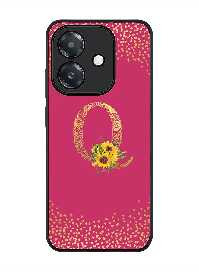 Stylizedd For Oppo A5i Case,Slim fit Camera Protection, Shockproof Thin Phone cover  - Custom Floral Monogram - Q ( Deep Pink )