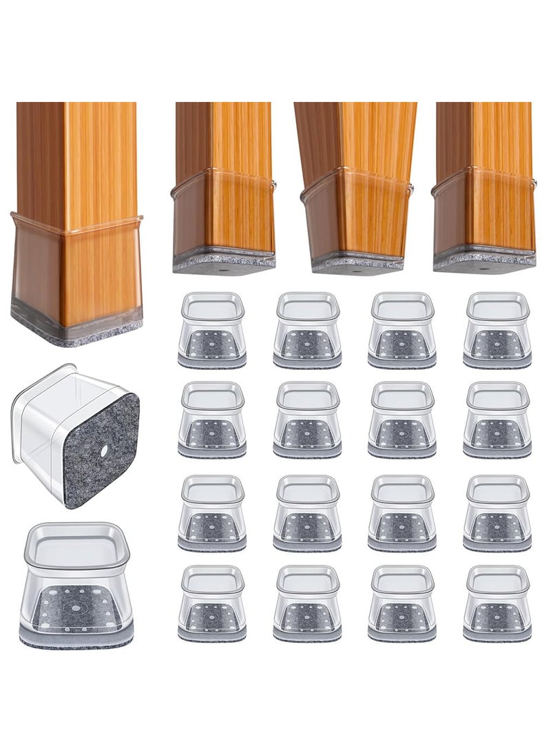 HASTHIP - HASTHIP® 16Pcs Chair Leg Floor Protectors, Felt Padded, Non-Slip Silicone Chair Leg Protectors for 1-1.5 Inch Tilting & Vertical Legs, Floor Protectors for Dining Chairs, Bar Stools, Office Chairs - Image 1