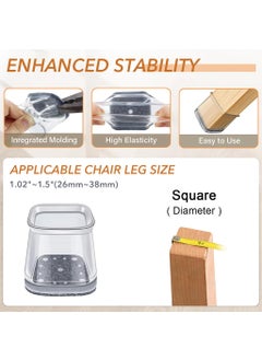 HASTHIP HASTHIP® 16Pcs Chair Leg Floor Protectors, Felt Padded, Non-Slip Silicone Chair Leg Protectors for 1-1.5 Inch Tilting & Vertical Legs, Floor Protectors for Dining Chairs, Bar Stools, Office Chairs  - Image 4