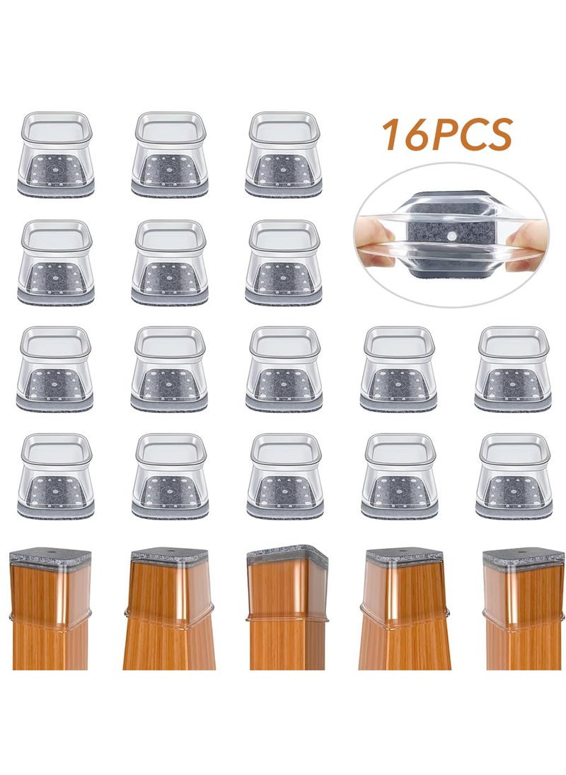 HASTHIP - HASTHIP® 16Pcs Chair Leg Floor Protectors, Felt Padded, Non-Slip Silicone Chair Leg Protectors for 1-1.5 Inch Tilting & Vertical Legs, Floor Protectors for Dining Chairs, Bar Stools, Office Chairs - Image 1