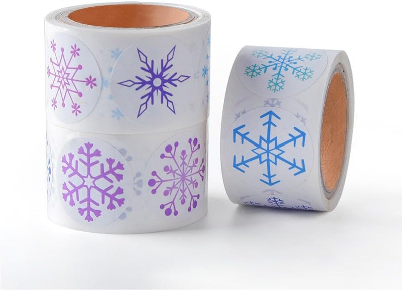 KUUQA 450 Pieces Snowflake Stickers for Christmas and Winter Holiday Party Decor Craft Supplies 3 Rolls - Image 2