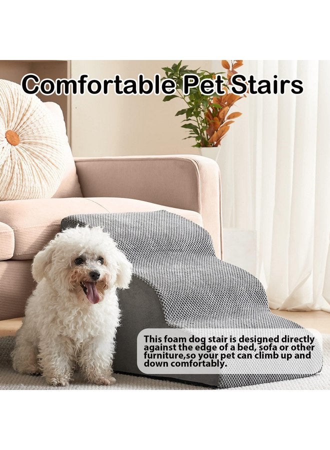 ZHENJIER Dog Stairs for High Beds, 4 Step Dog Steps for Small Dogs and Cats, High Density Foam Cat Ramp for Bed,Pet Stairs for Bed Climbing, Non-Slip Balanced Pet Step Indoor(Grey) - Image 4