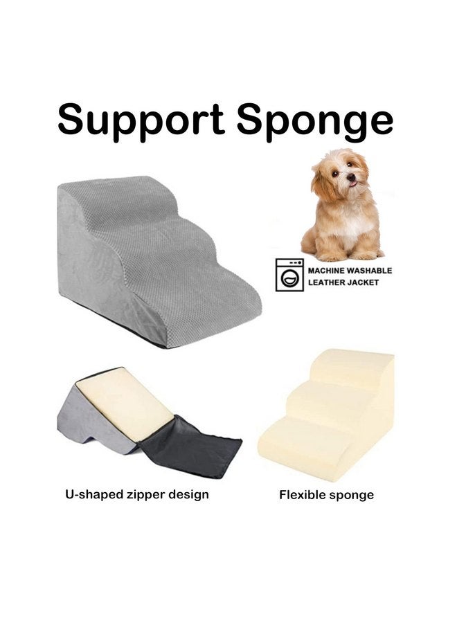 ZHENJIER Dog Stairs for High Beds, 4 Step Dog Steps for Small Dogs and Cats, High Density Foam Cat Ramp for Bed,Pet Stairs for Bed Climbing, Non-Slip Balanced Pet Step Indoor(Grey) - Image 3