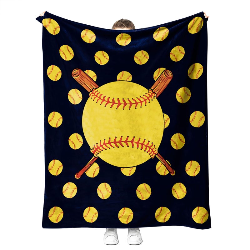 GHMOHAME Soft Baseball Blankets for Girls Gifts  Cozy Fleece Blanket for Couch Bed  40 x 50 Team Logo 