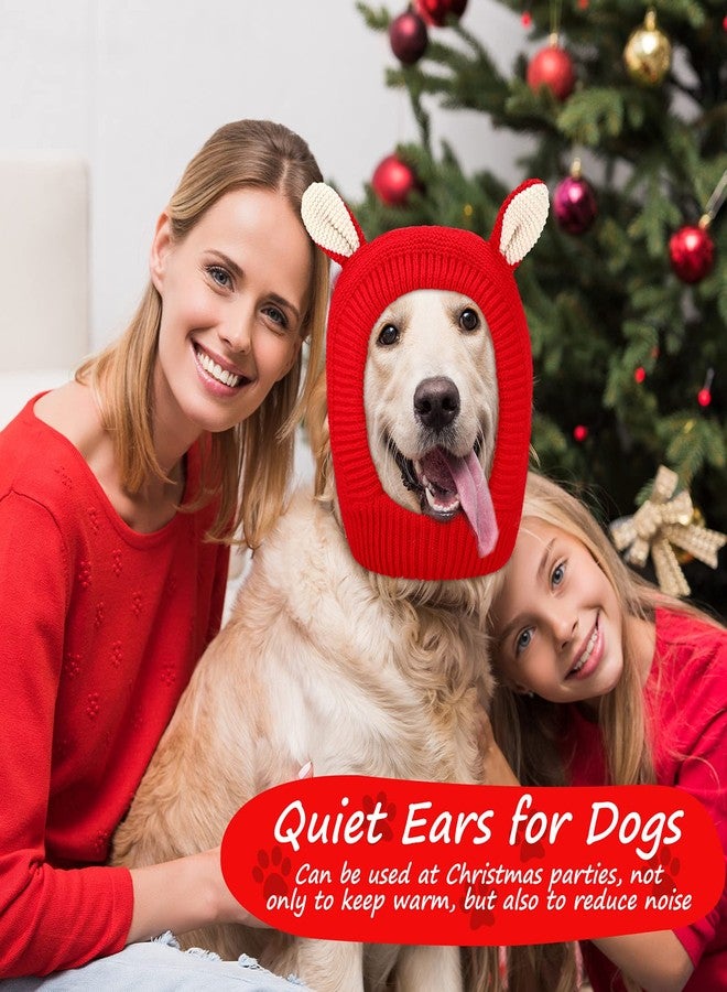 Saintrygo 2 Pcs Quiet Ears for Dogs Christmas Large Dog Ear Muffs Cute Snood Head Warm Knitted Hat Pet Winte Hat for Cats Pets(Beige, Red) - Image 4