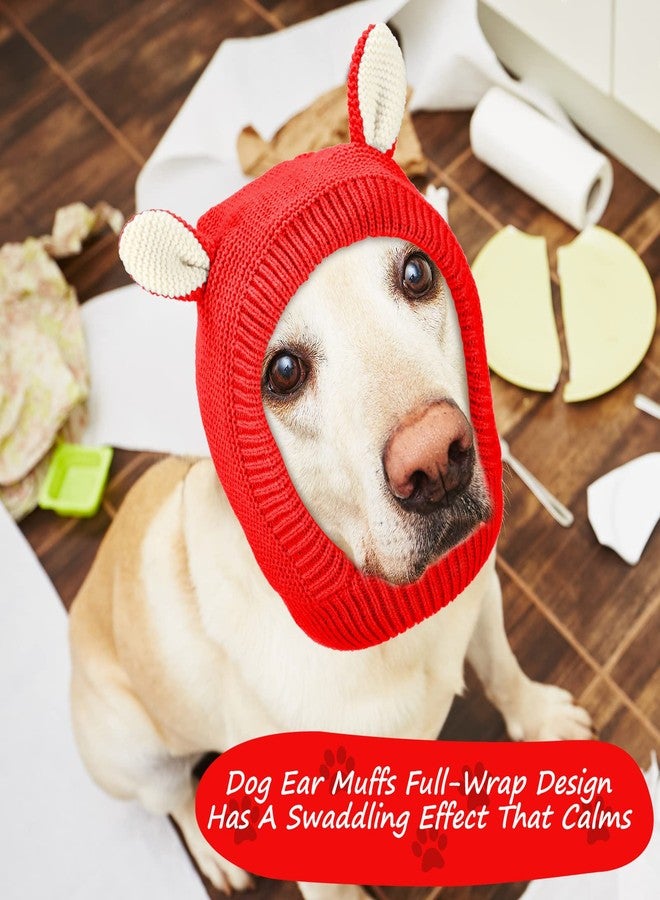 Saintrygo 2 Pcs Quiet Ears for Dogs Christmas Large Dog Ear Muffs Cute Snood Head Warm Knitted Hat Pet Winte Hat for Cats Pets(Beige, Red) - Image 5