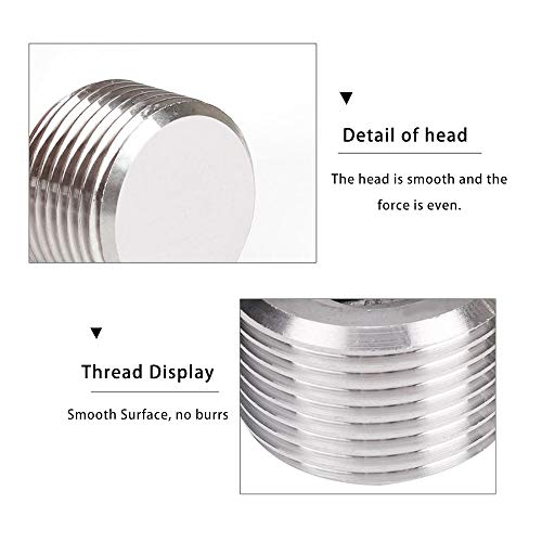 Yoebor Metalwork 304 Stainless Steel Pipe Fitting, Hex Countersunk Plug, 1/4" NPT Male (Pack of 5) - Image 2