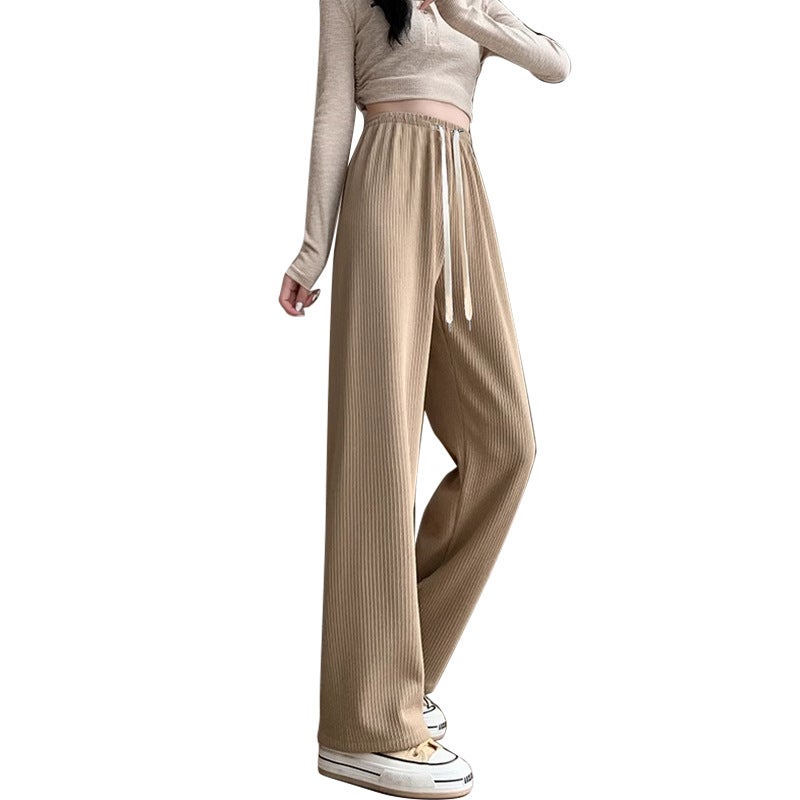Pregnant womens pants wear loose fashion spring and summer no belly drawstring casual pregnant womens wide leg pants spring factory spot Black