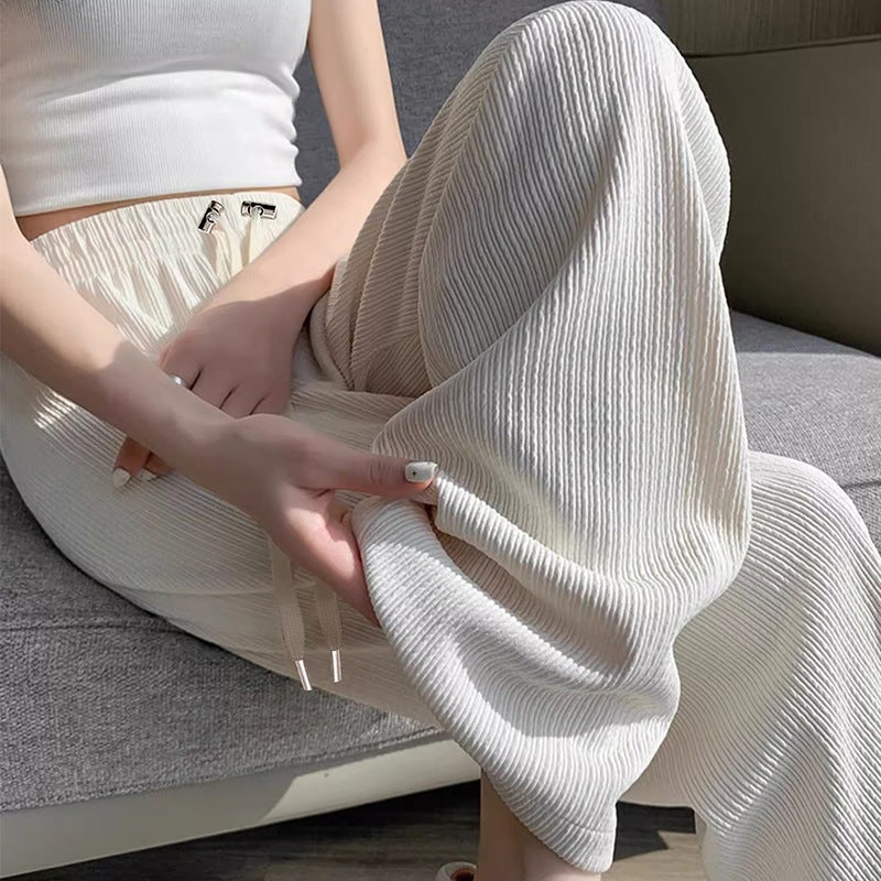 Pregnant womens pants wear loose fashion spring and summer no belly drawstring casual pregnant womens wide leg pants spring factory spot Black