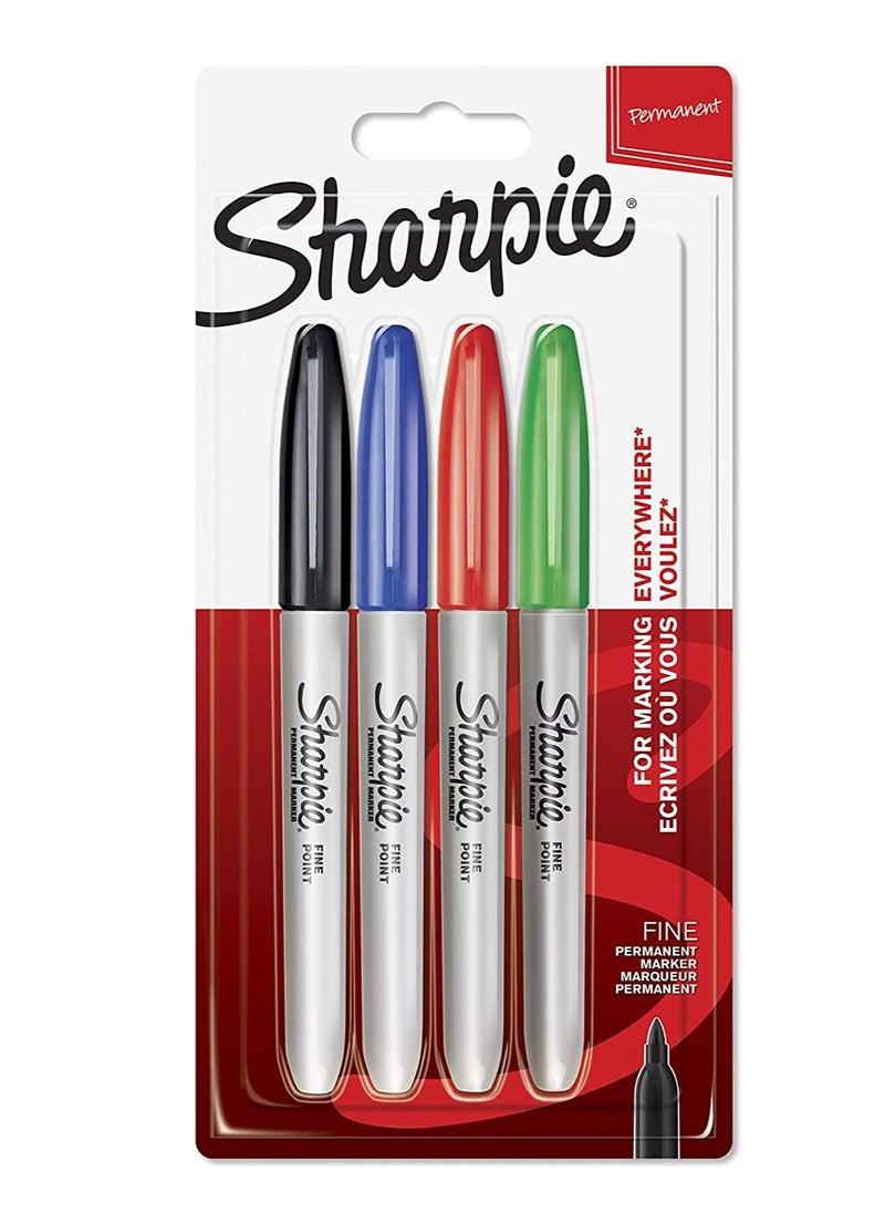 Sharpie - مجموعة من 4 أقلام تحديد دائمة برأس رفيع ومتعددة الألوان - Image 1