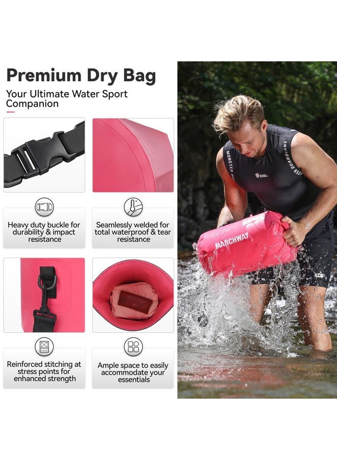 MARCHWAY Floating Waterproof Dry Bag 5L/10L/20L/30L, Roll Top Sack Keeps Gear Dry for Boat, Beach, Kayaking, Rafting, Boating, Swimming, Camping, Hiking, Canoeing, Fishing (Pink, 10L) - Image 2