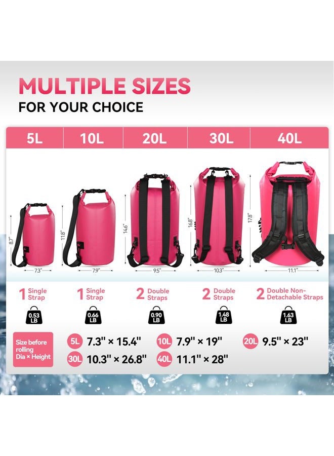MARCHWAY Floating Waterproof Dry Bag 5L/10L/20L/30L, Roll Top Sack Keeps Gear Dry for Boat, Beach, Kayaking, Rafting, Boating, Swimming, Camping, Hiking, Canoeing, Fishing (Pink, 10L) - Image 4