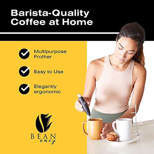Bean Envy Milk Frother Handheld for Coffee - Electric Hand Blender, Mini Drink Mixer Whisk & Coffee Foamer Wand with Stand for Lattes, Cappuccino, Matcha and Hot Chocolate - Kitchen Gifts - Pink - Image 2