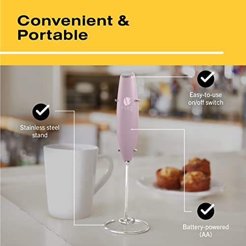 Bean Envy Milk Frother Handheld for Coffee - Electric Hand Blender, Mini Drink Mixer Whisk & Coffee Foamer Wand with Stand for Lattes, Cappuccino, Matcha and Hot Chocolate - Kitchen Gifts - Pink - Image 3